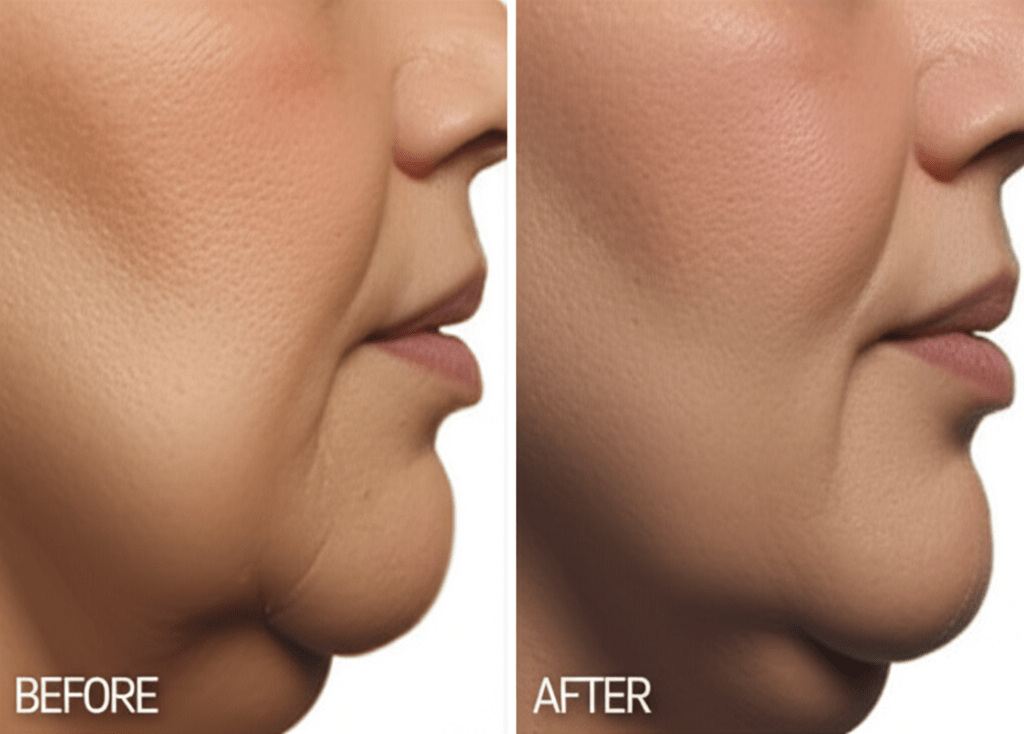 ساکشن غبغب - تصویر نمایشی از روش درمان